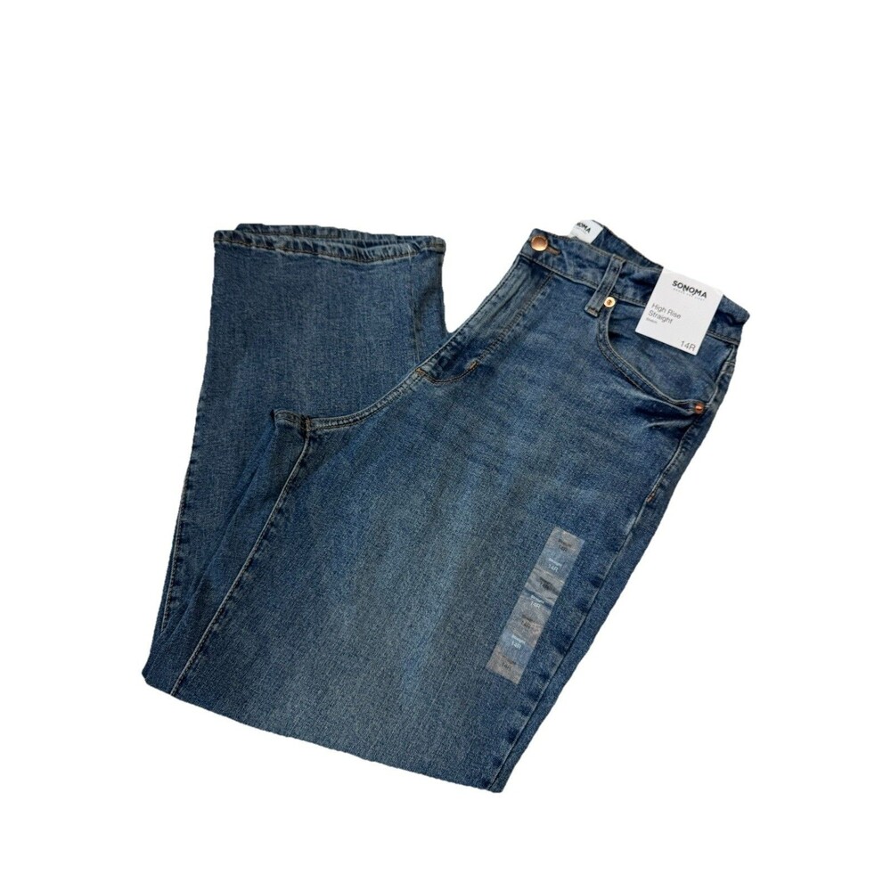 Sonoma Goods for Life Jeans Size 14 Straight Medium Wash High Rise Women's